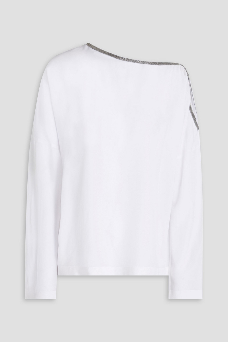 Brunello Cucinelli - Embellished silk crepe de chine top - White - M