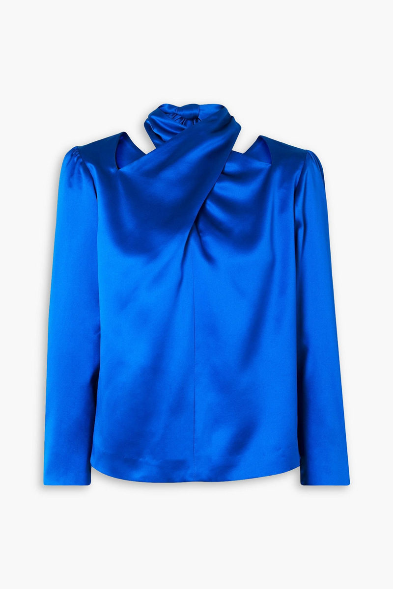 Dries Van Noten - Cutout silk-satin blouse - Blue - FR 36