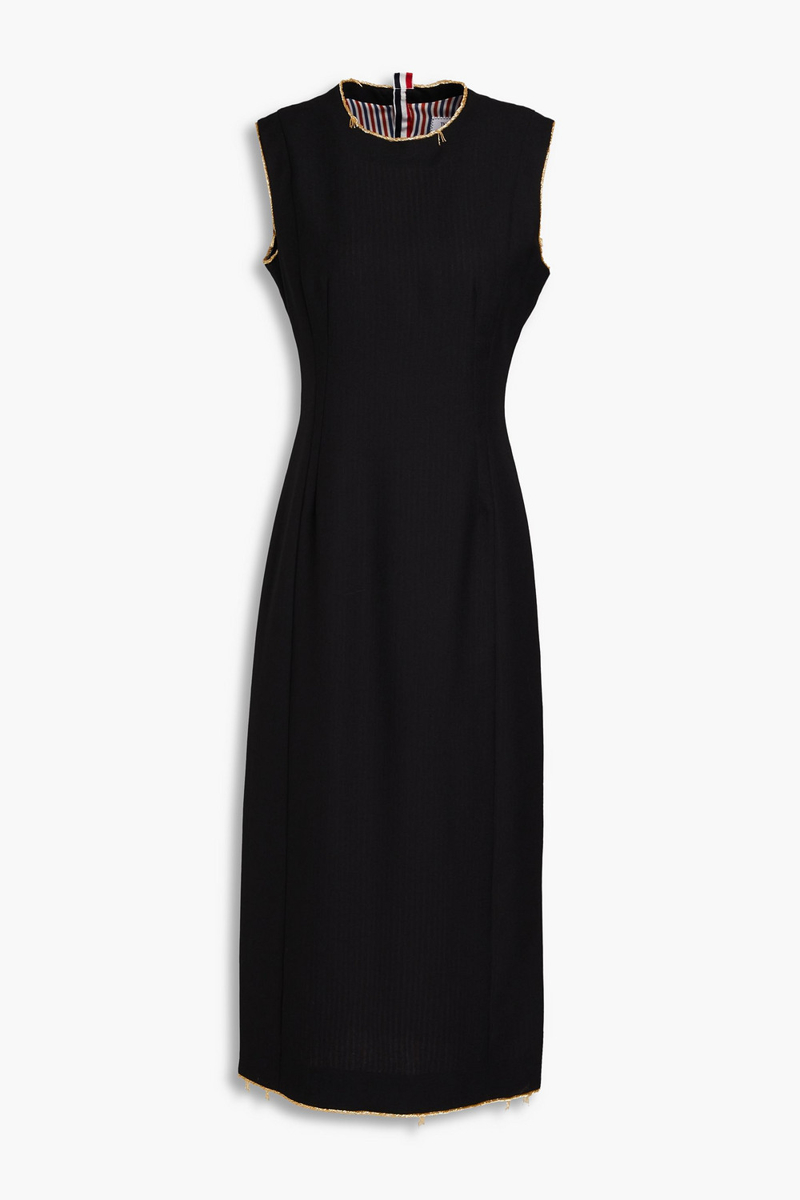 Thom Browne - Bead-embellished wool midi dress - Black - IT 38