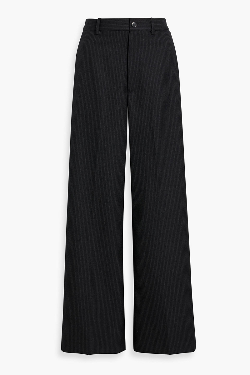 nili lotan - johan pinstriped wool-twill wide-leg pants - black - us 0