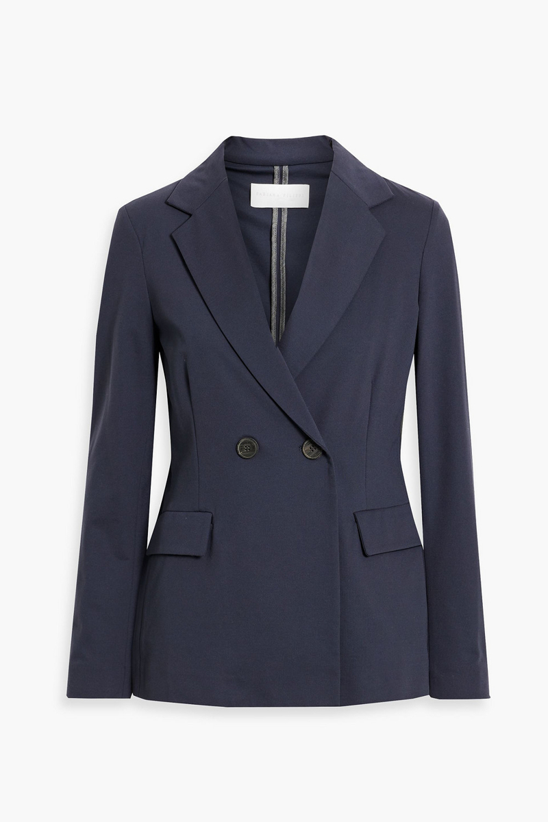 fabiana filippi - double-breasted cotton-blend ponte blazer - blue - it 46