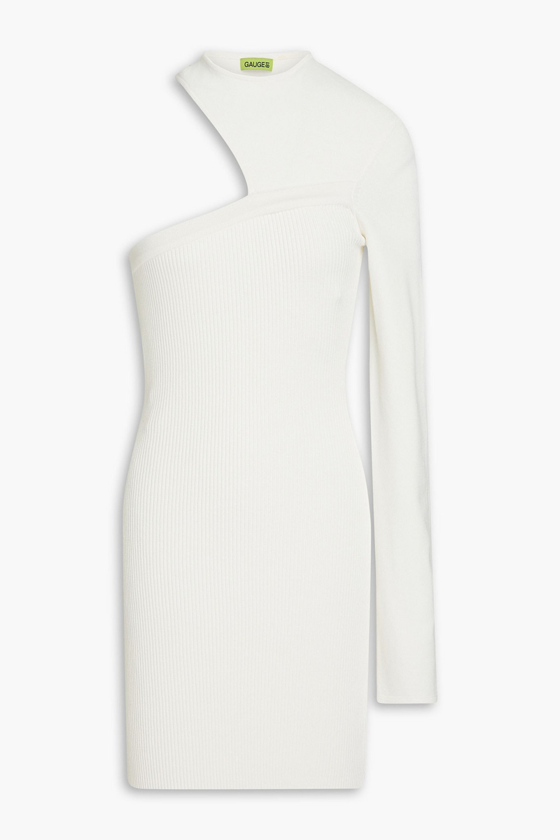 Gauge81 - Tinino one-shoulder cutout ribbed-knit mini dress - White - L