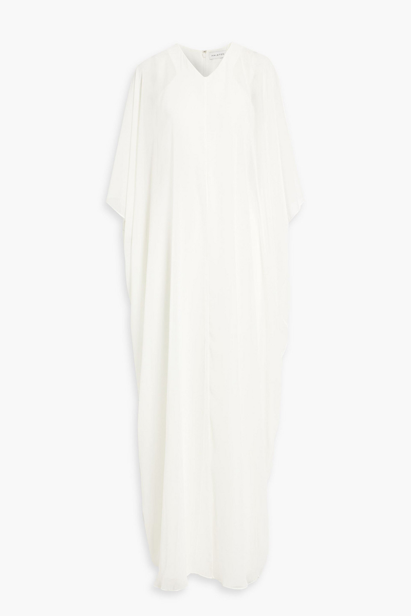 Halston - Nyla layered stretch-crepe and chiffon jumpsuit - White - US 4