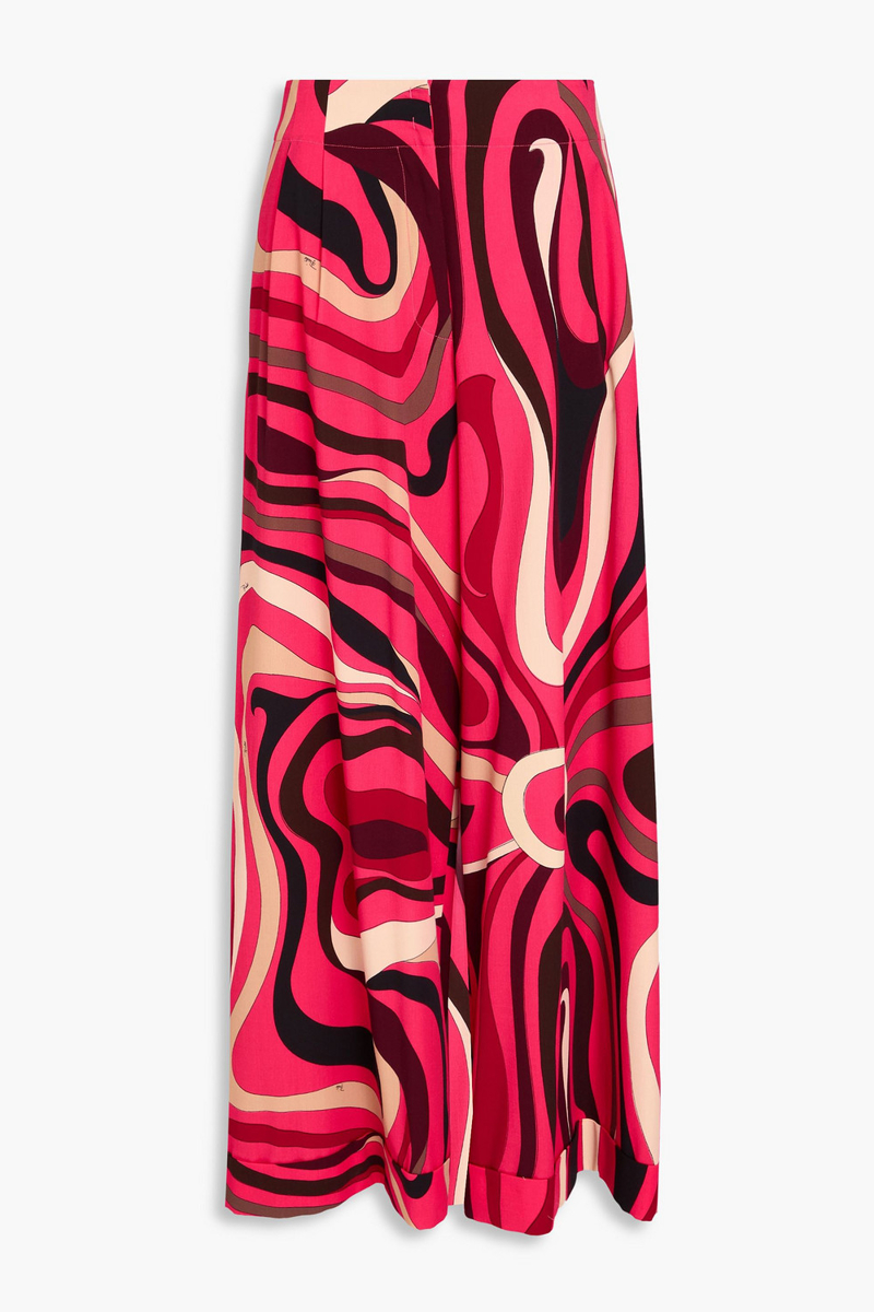 pucci - printed wool-blend twill wide-leg pants - pink - it 40
