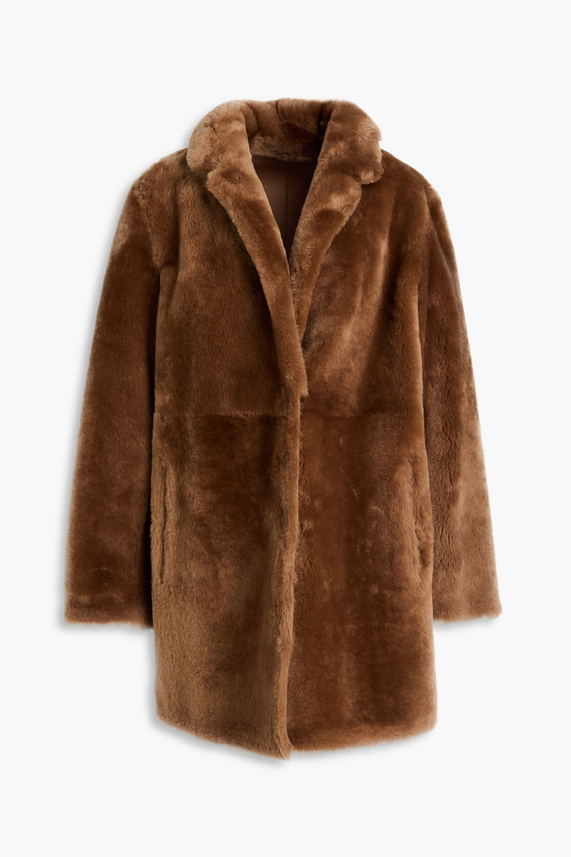 yves salomon - shearling coat - brown - fr 40