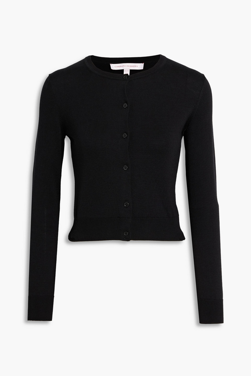 carolina herrera - silk and cotton-blend cardigan - black - xs
