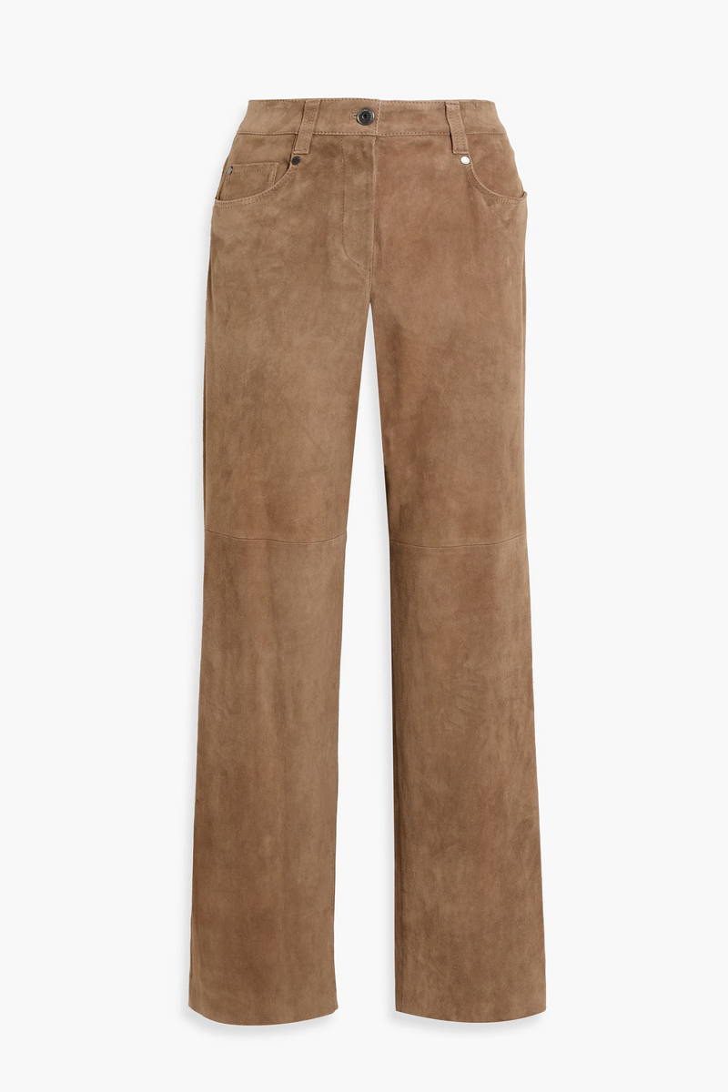brunello cucinelli - suede straight-leg pants - brown - it 38