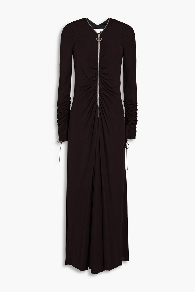 Victoria Beckham - Ruched stretch-jersey midi dress - Brown - UK 8