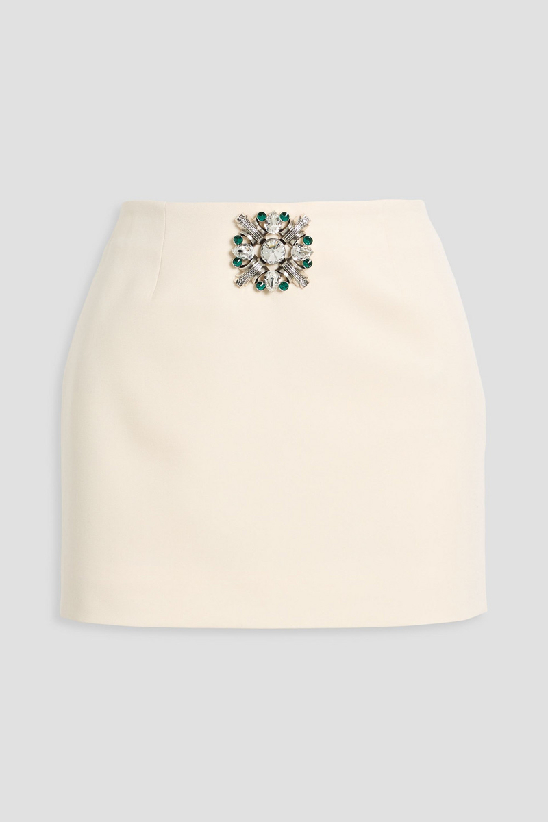 area - embellished wool-twill mini skirt - white - us 10