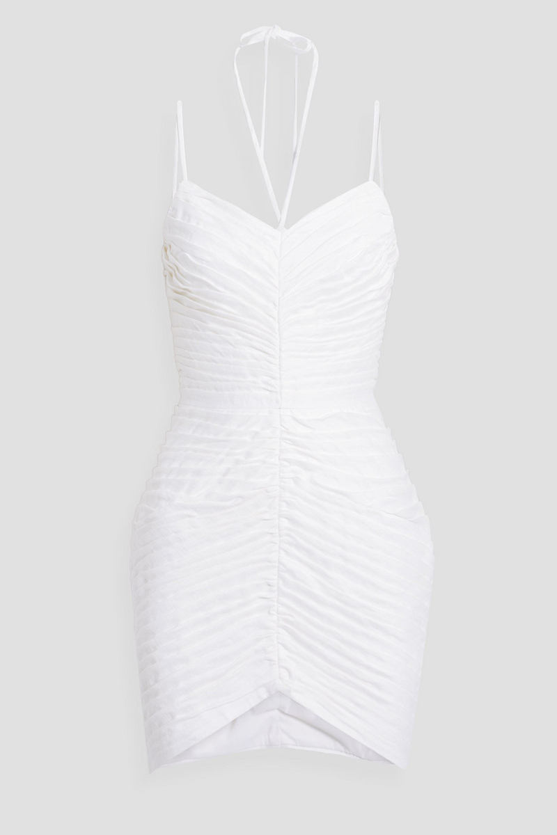 Rasario - Pleated linen-blend mini dress - White - FR 34