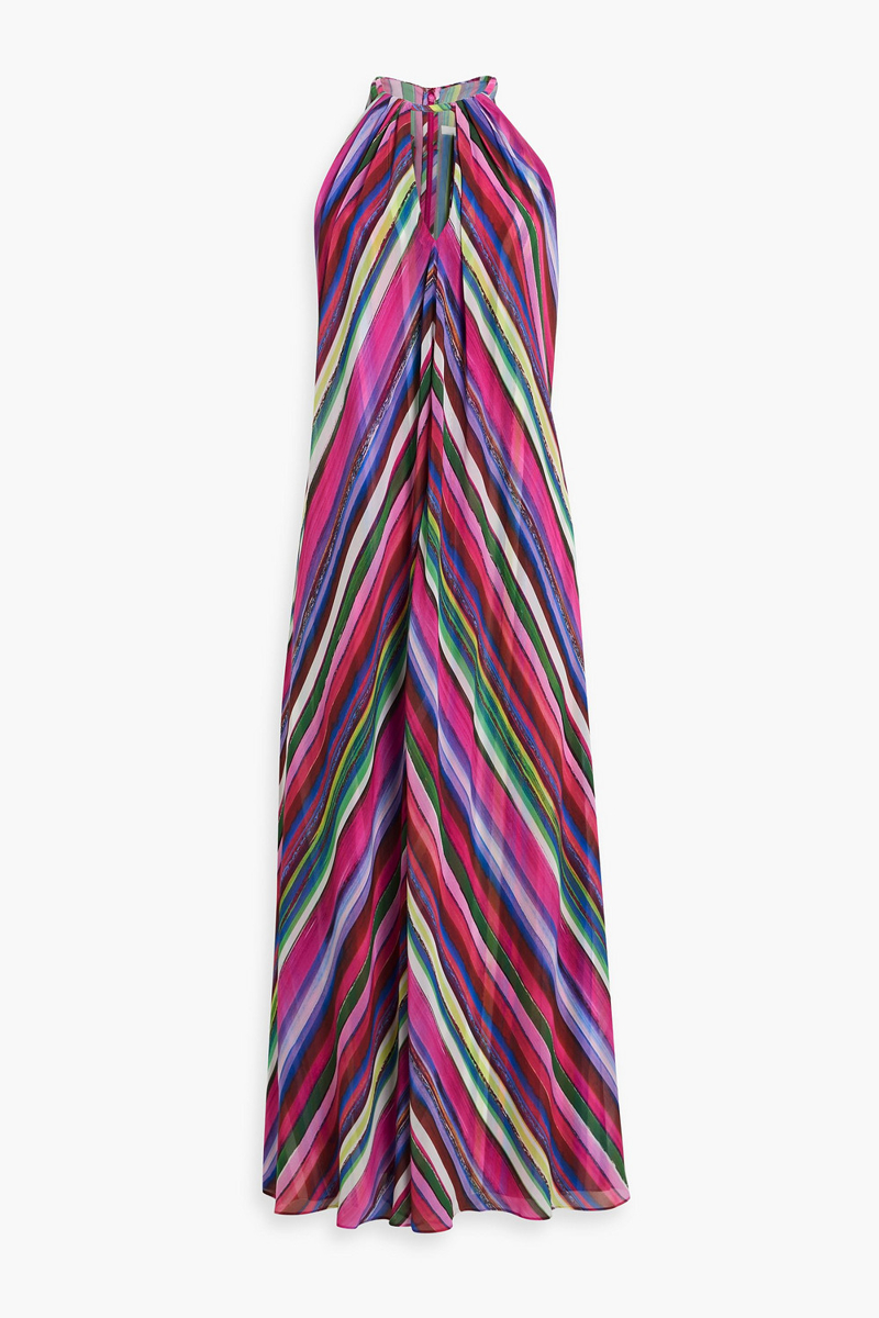 badgley mischka - striped chiffon maxi dress - multicolor - us 12