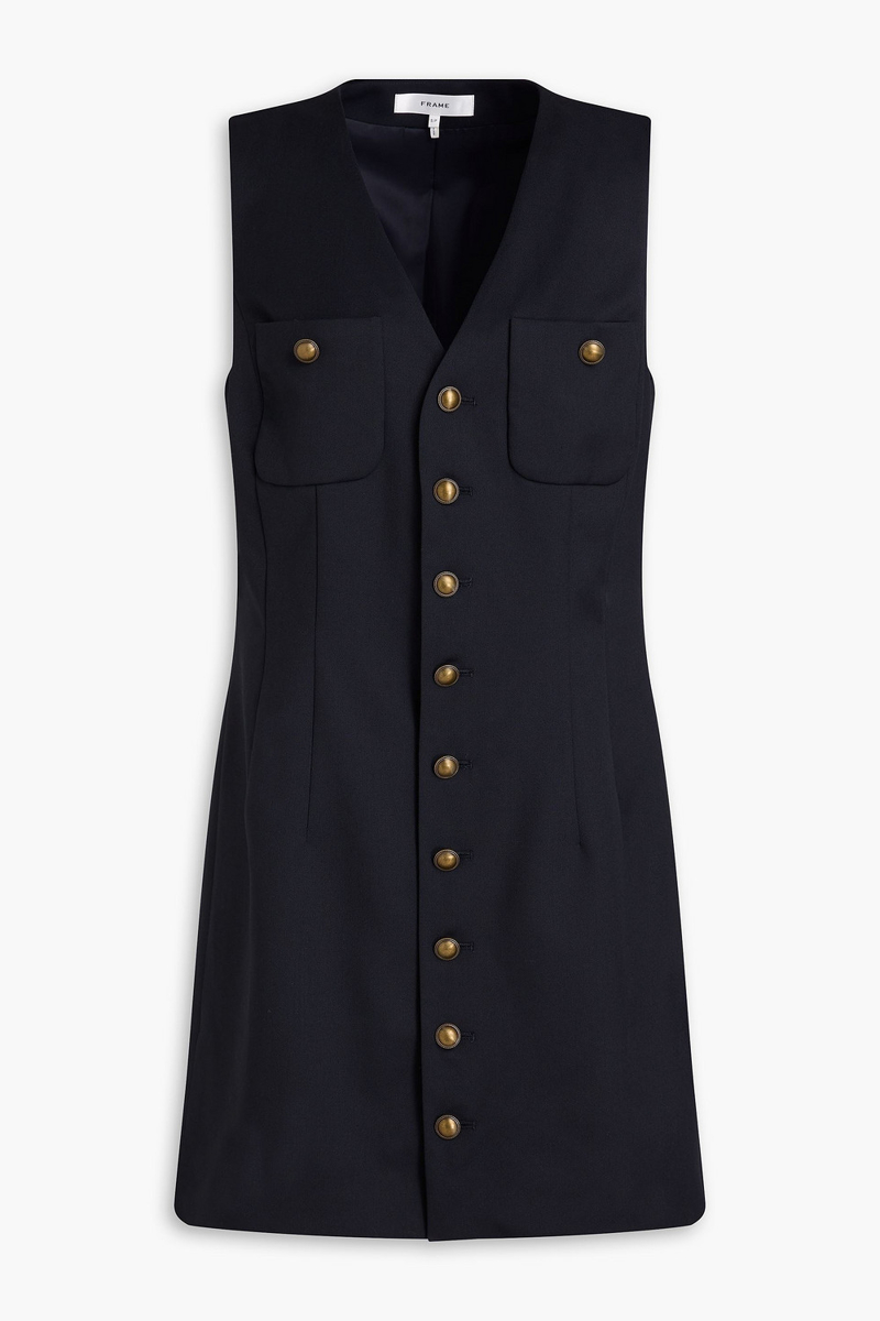 frame - wool-blend twill mini dress - blue - xs