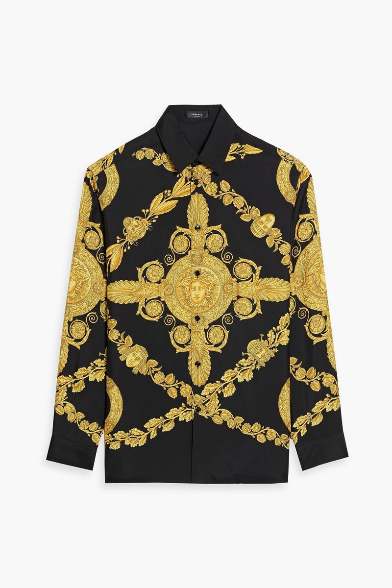 Versace - Printed silk-twill shirt - Yellow - IT 50