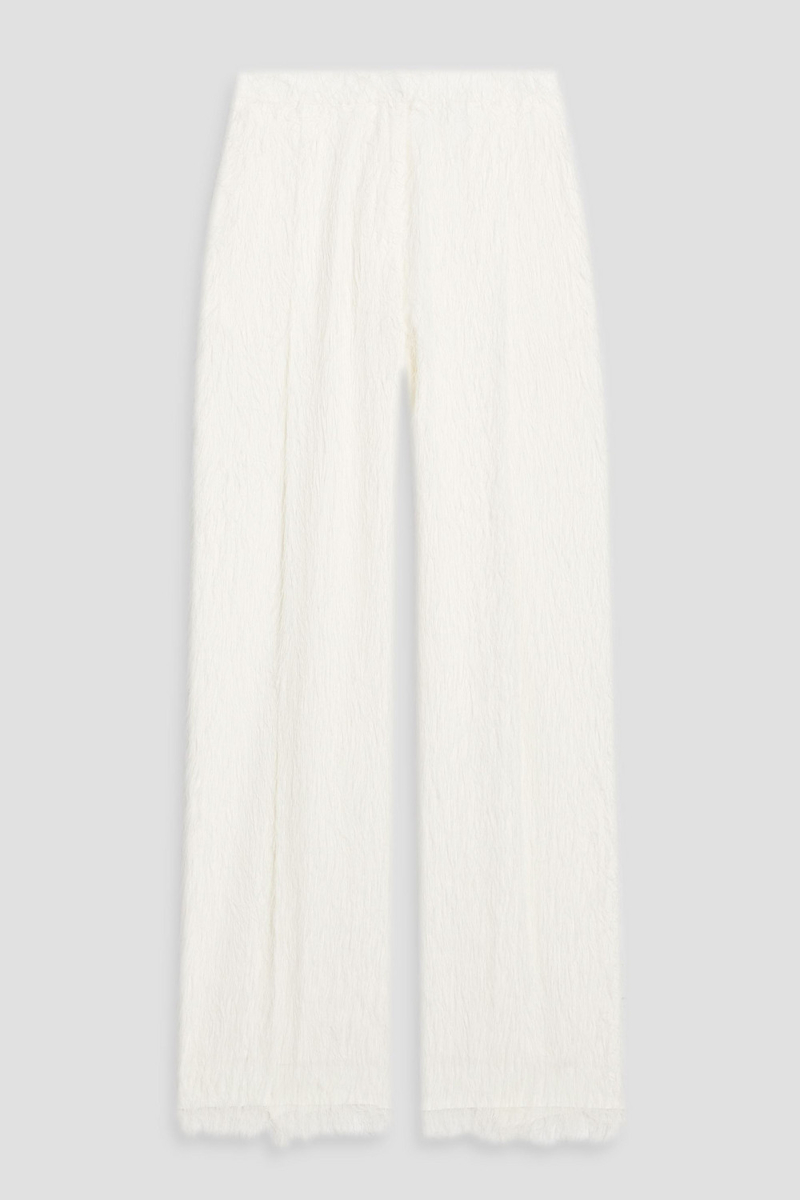 oscar de la renta - fringed twill wide-leg pants - white - us 6
