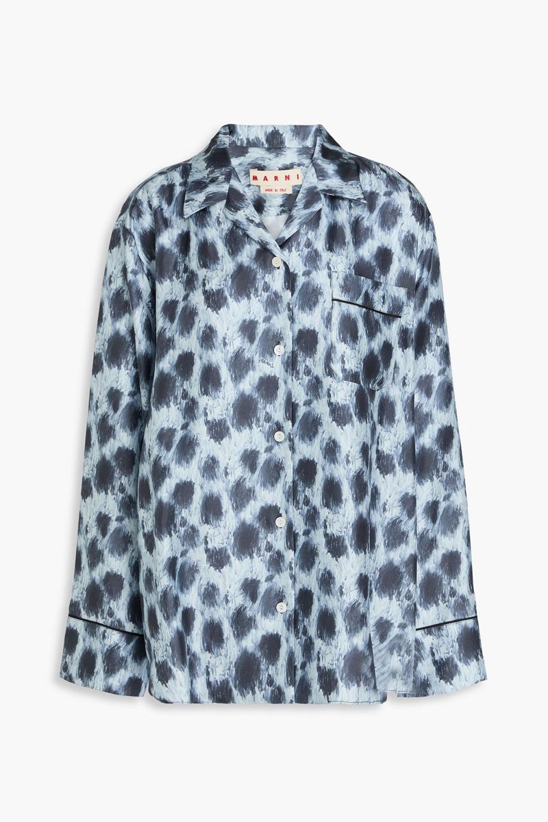 marni - printed silk-twill shirt - blue - it 40