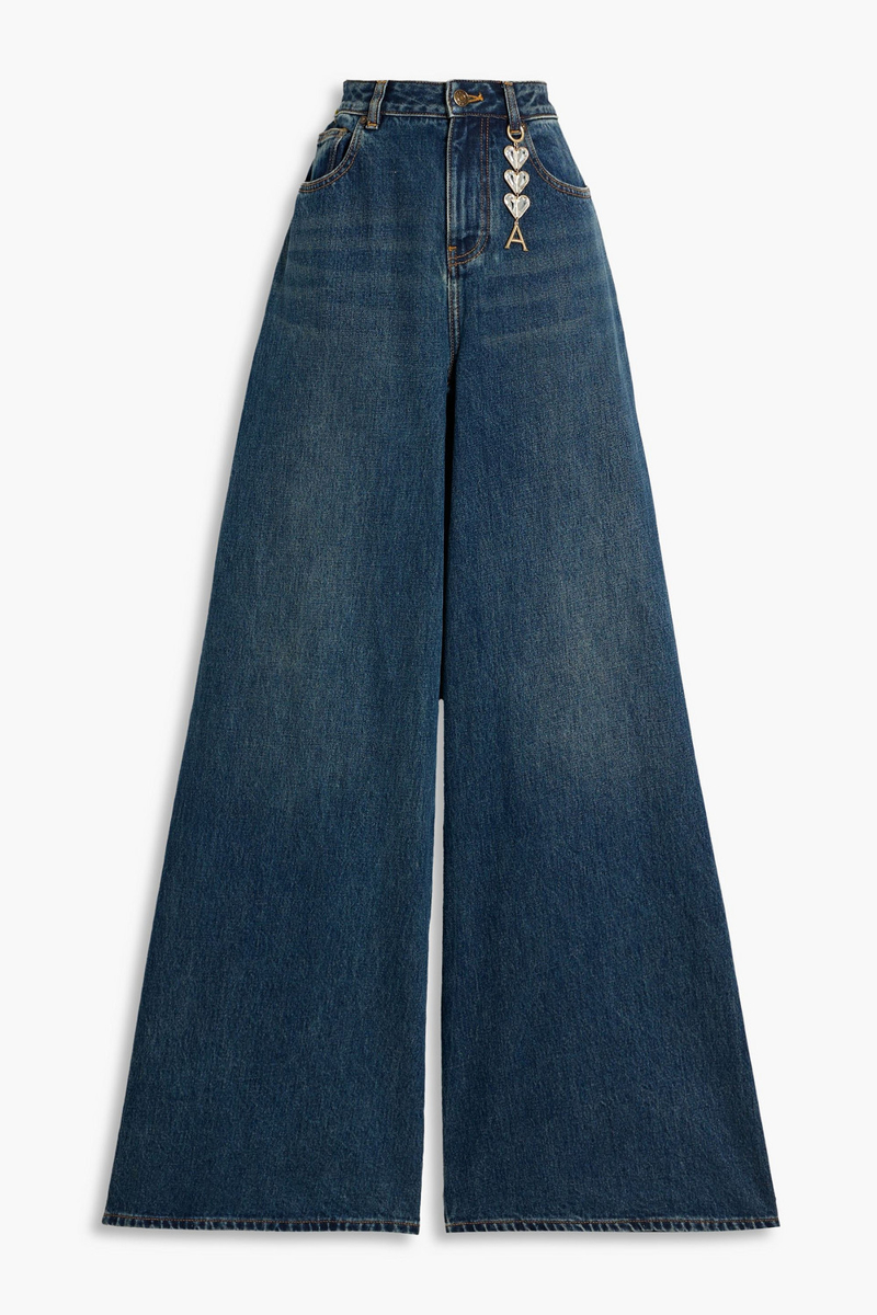 area - embellished high-rise wide-leg jeans - blue - 24