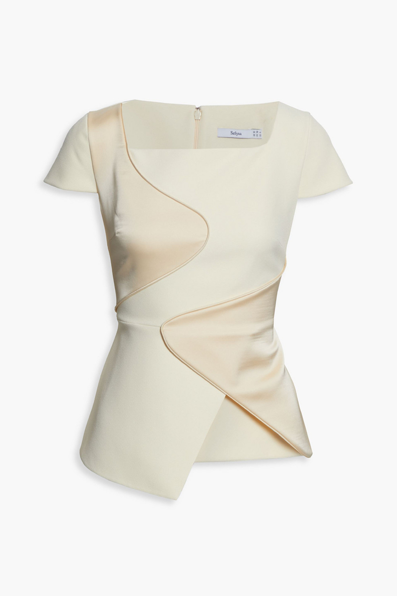 Safiyaa - Caya ponte-paneled crepe top - Neutral - FR 42