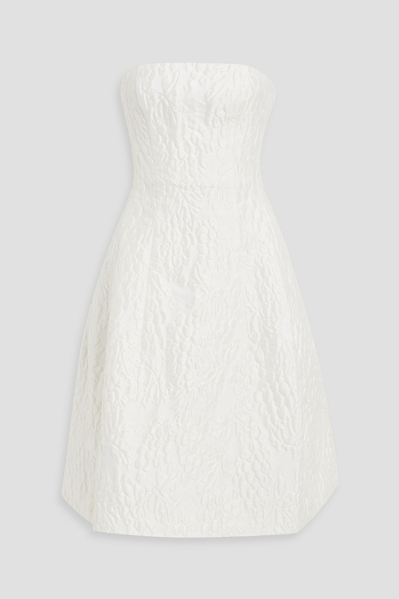 oscar de la renta - strapless cloqué dress - white - us 4