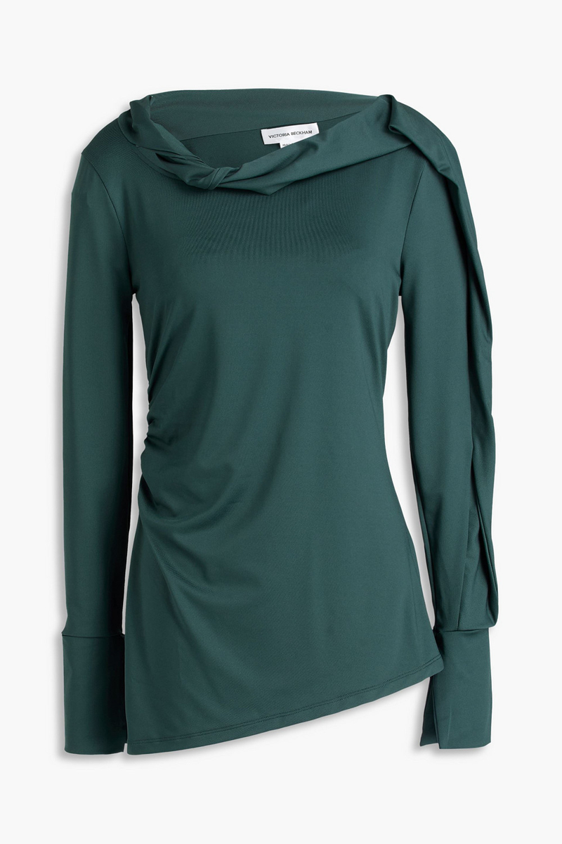 victoria beckham - twisted cutout stretch-jersey top - green - uk 6