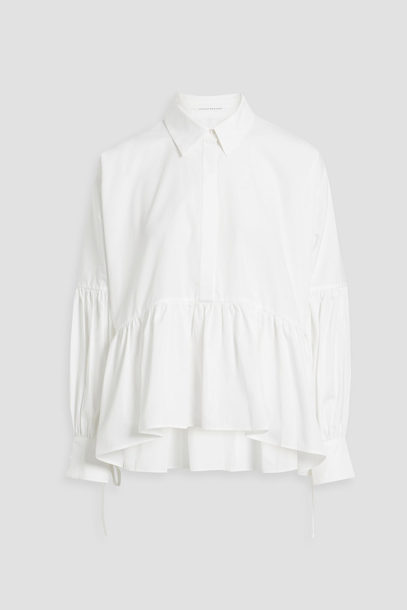 Cecilie Bahnsen - Andrea gathered cotton-poplin blouse - White - UK 12