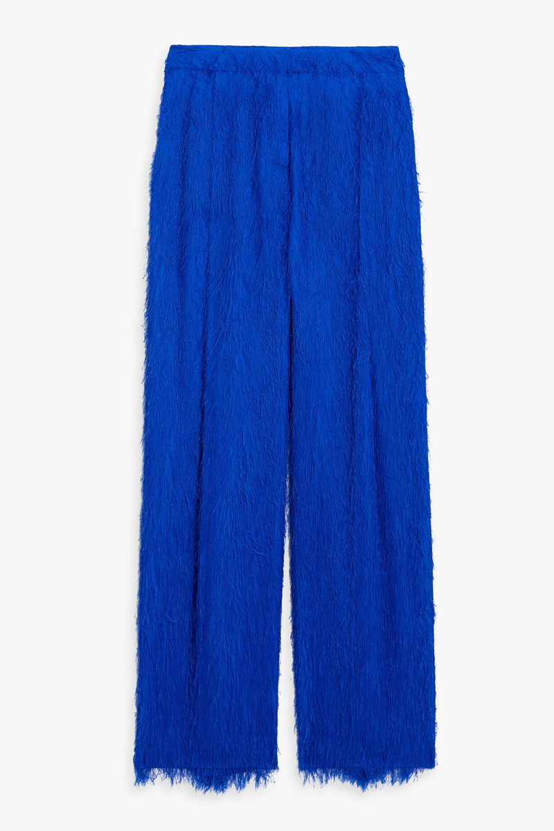 oscar de la renta - fringed twill wide-leg pants - blue - us 0