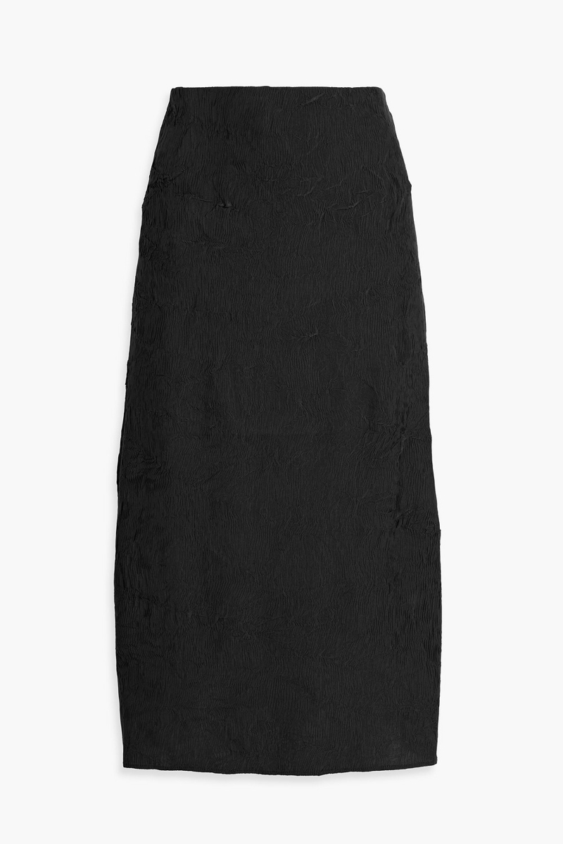 co - plissé-crepe midi skirt - black - us 0