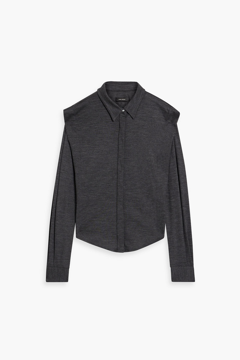 Isabel Marant - Galki mélange wool-jersey shirt - Gray - FR 38