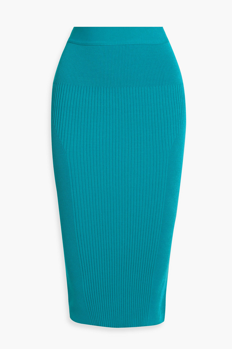 Hervé Léger - Ribbed-knit midi skirt - Blue - XS
