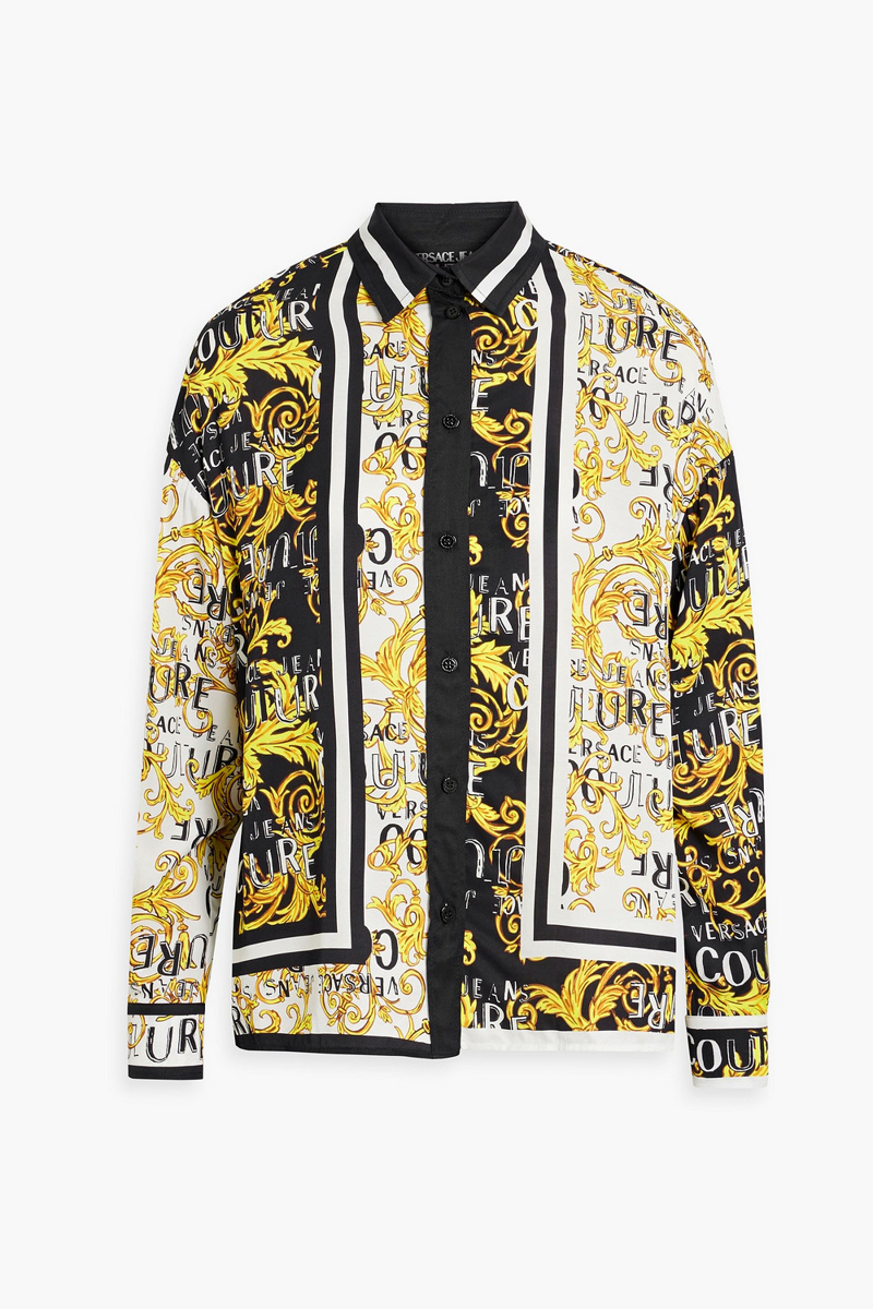 Versace - Printed satin-twill shirt - Yellow - IT 38
