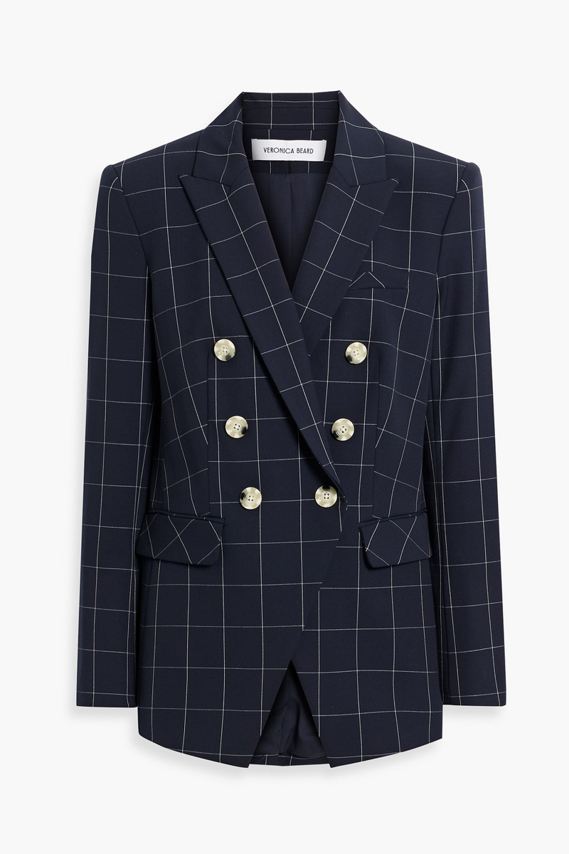 veronica beard - charleston dickey double-breasted checked crepe blazer - blue - us 00