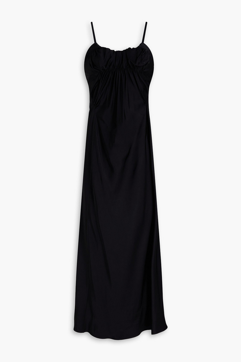 Jil Sander - Ruched satin maxi dress - Black - FR 34