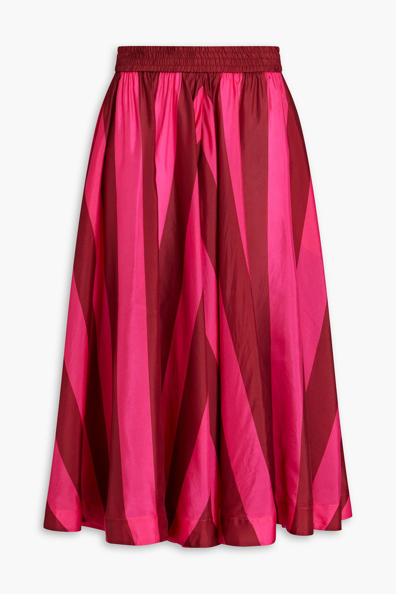 Zimmermann - Striped silk-voile midi skirt - Pink - 00