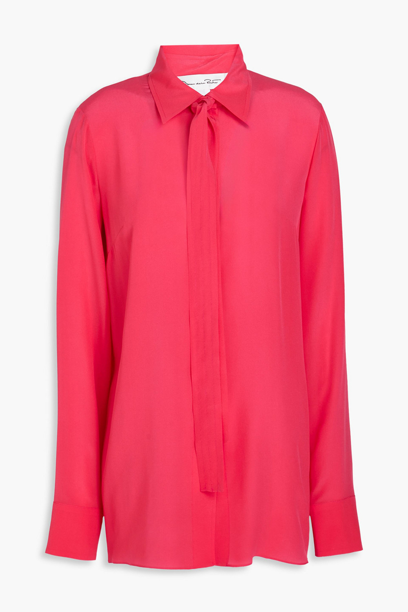 oscar de la renta - silk crepe de chine blouse - orange - us 00
