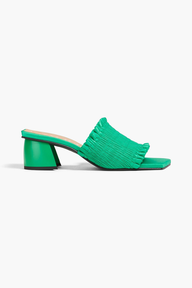 GANNI - Smock 65 satin mules - Green - EU 39