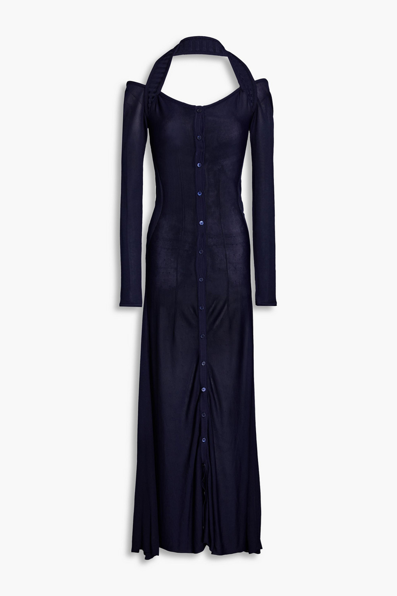 JACQUEMUS - Lagoa cold-shoulder knitted halterneck maxi dress - Blue - FR 32