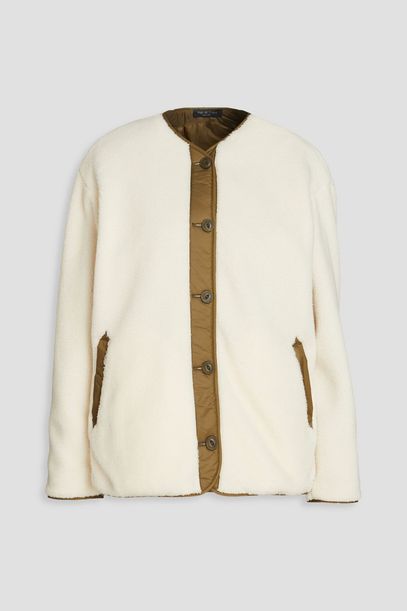 rag & bone - reversible teddy fleece and shell jacket - white - s
