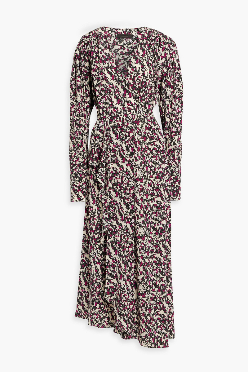 Isabel Marant - Blainea asymmetric zebra-print silk-blend crepe maxi dress - Purple - FR 36