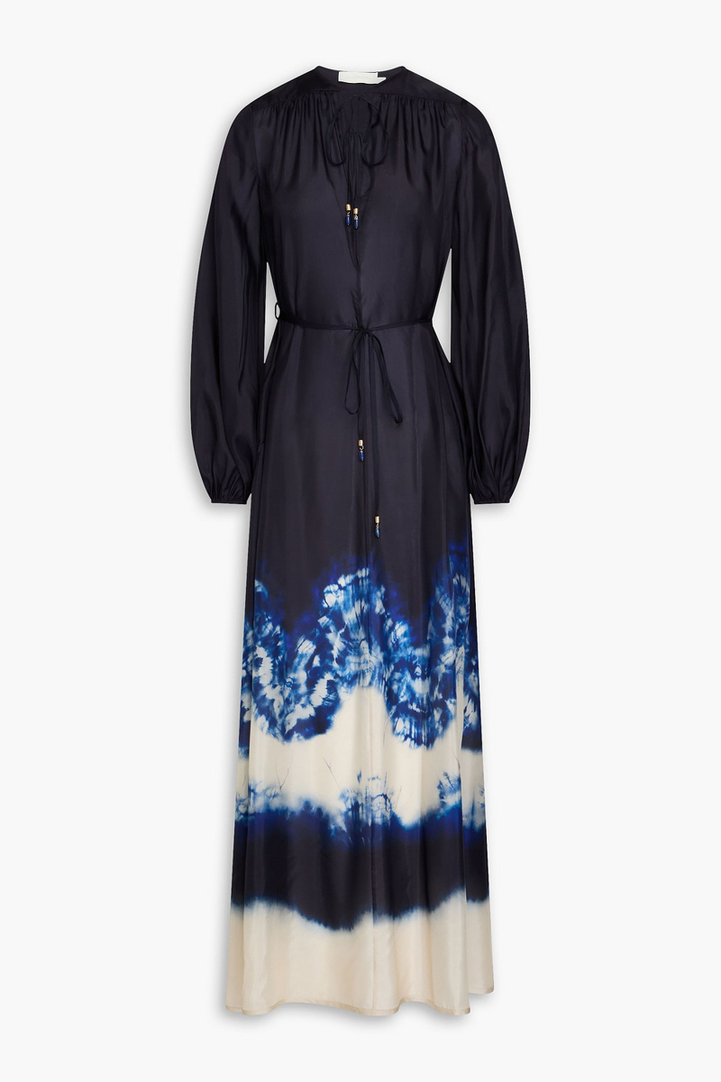 zimmermann - tie-dyed silk-habotai maxi dress - blue - 00