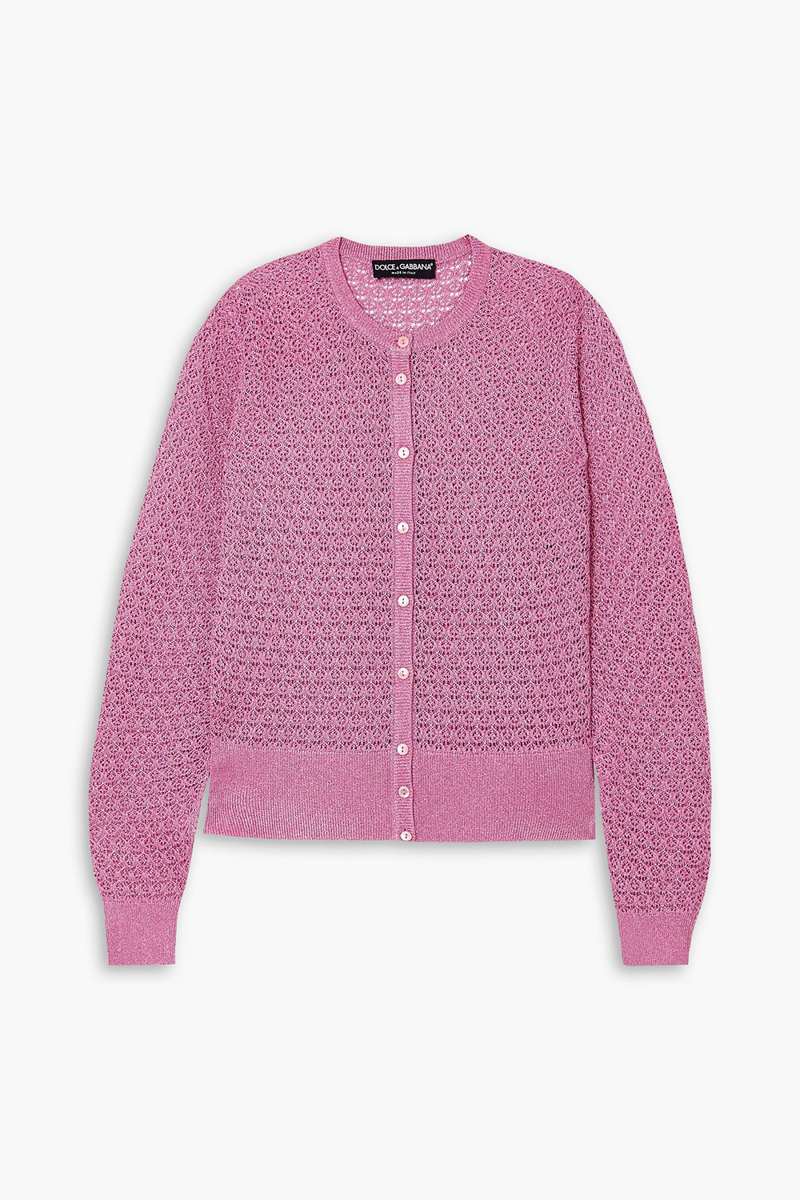 dolce&gabbana - metallic crochet-knit cardigan - pink - it 38