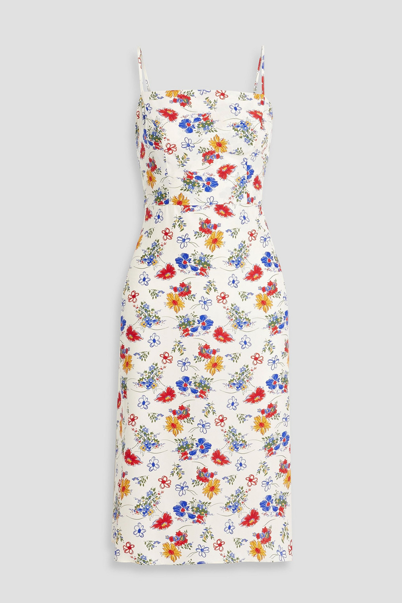 hvn - nora floral-print silk-satin dress - white - us 4