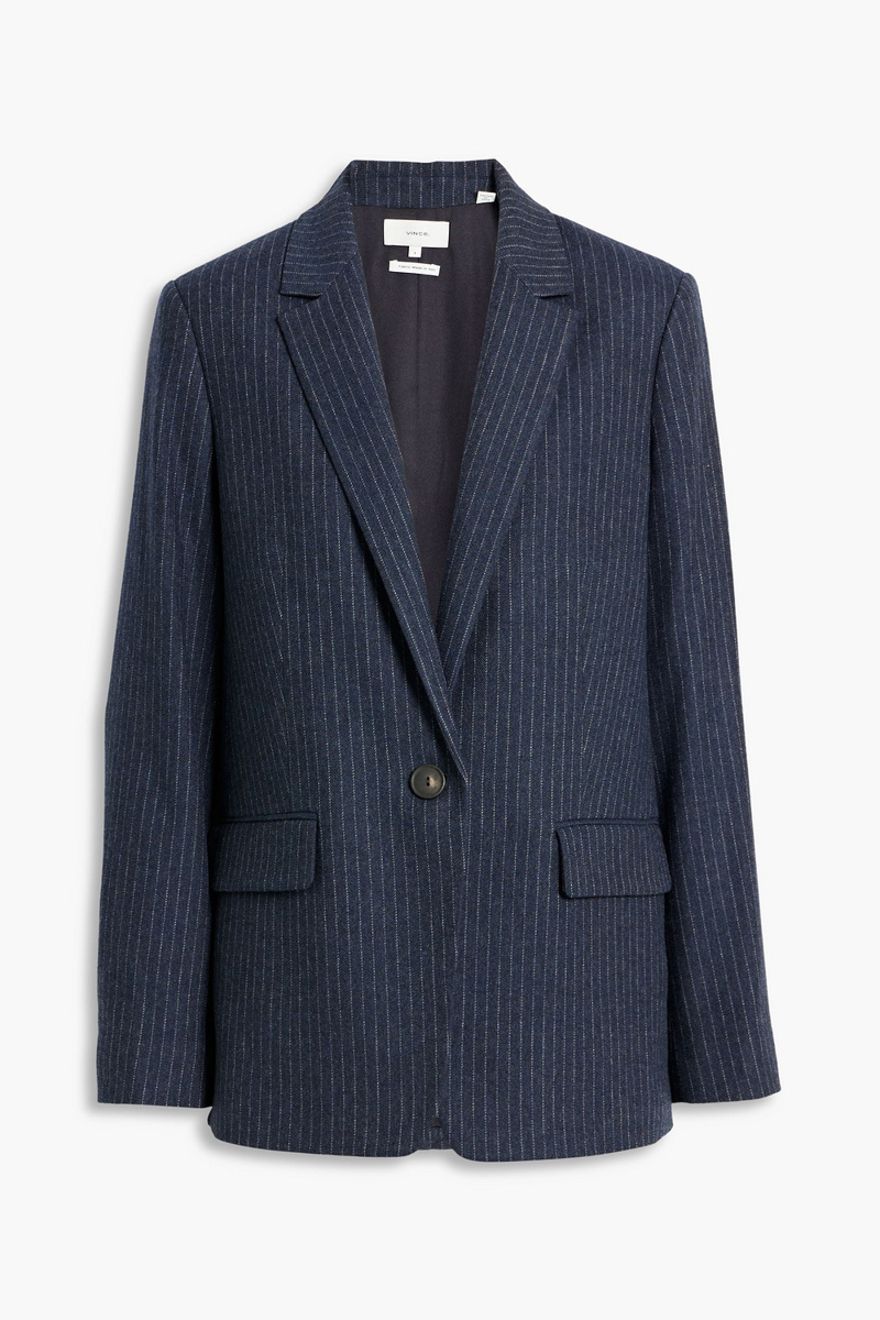 vince. - pinstriped woven blazer - blue - us 4