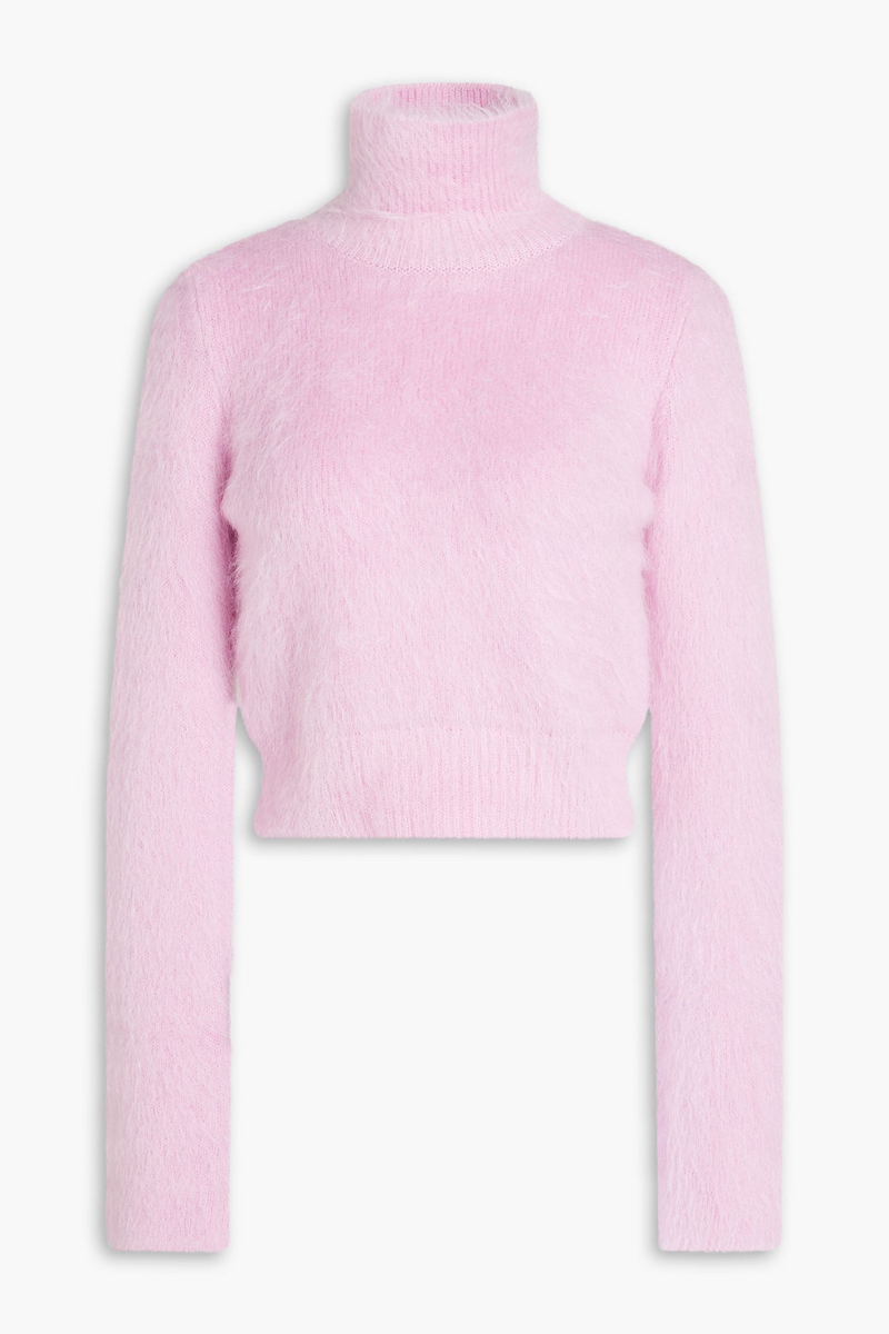 rabanne - cropped cutout brushed wool turtleneck sweater - pink - m