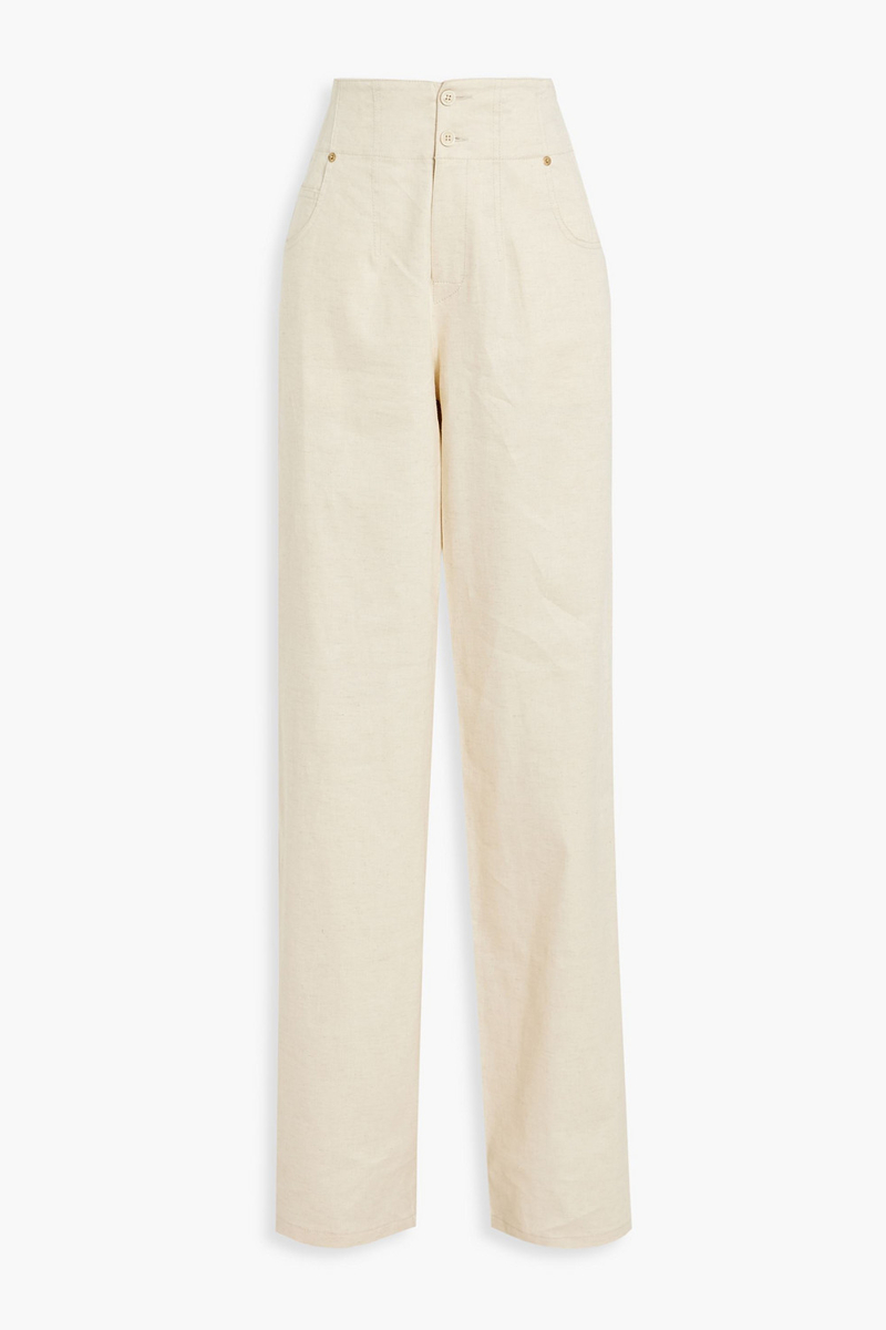 tod's - slub linen-blend twill wide-leg pants - neutral - it 40
