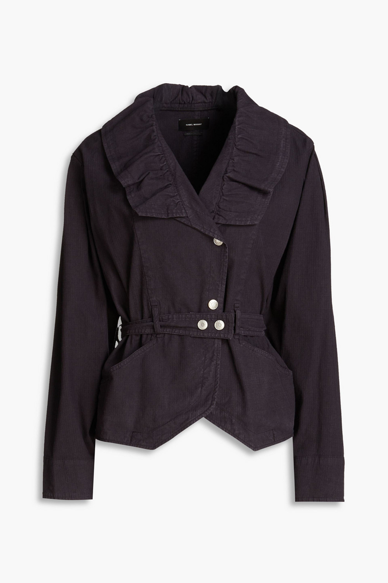Isabel Marant - Epaline ruffled linen-blend ripstop jacket - Blue - FR 38