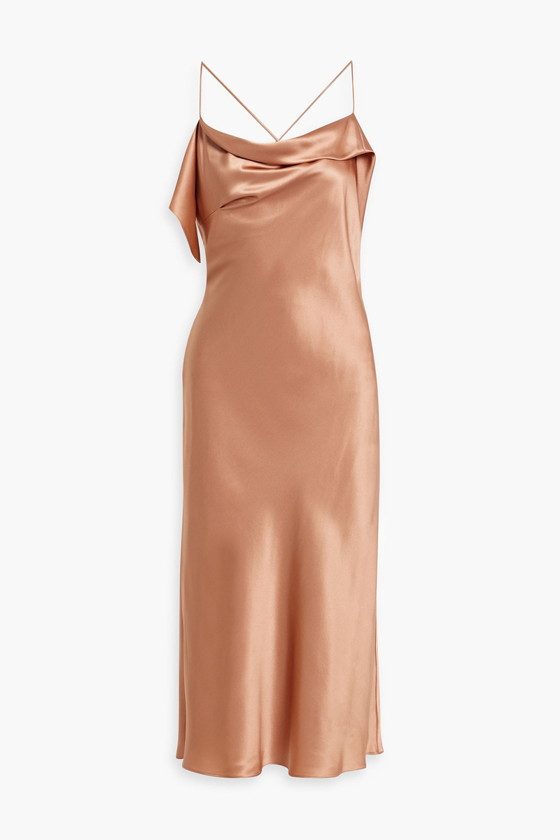 Michelle Mason - Draped silk-satin midi slip dress - Pink - US 10