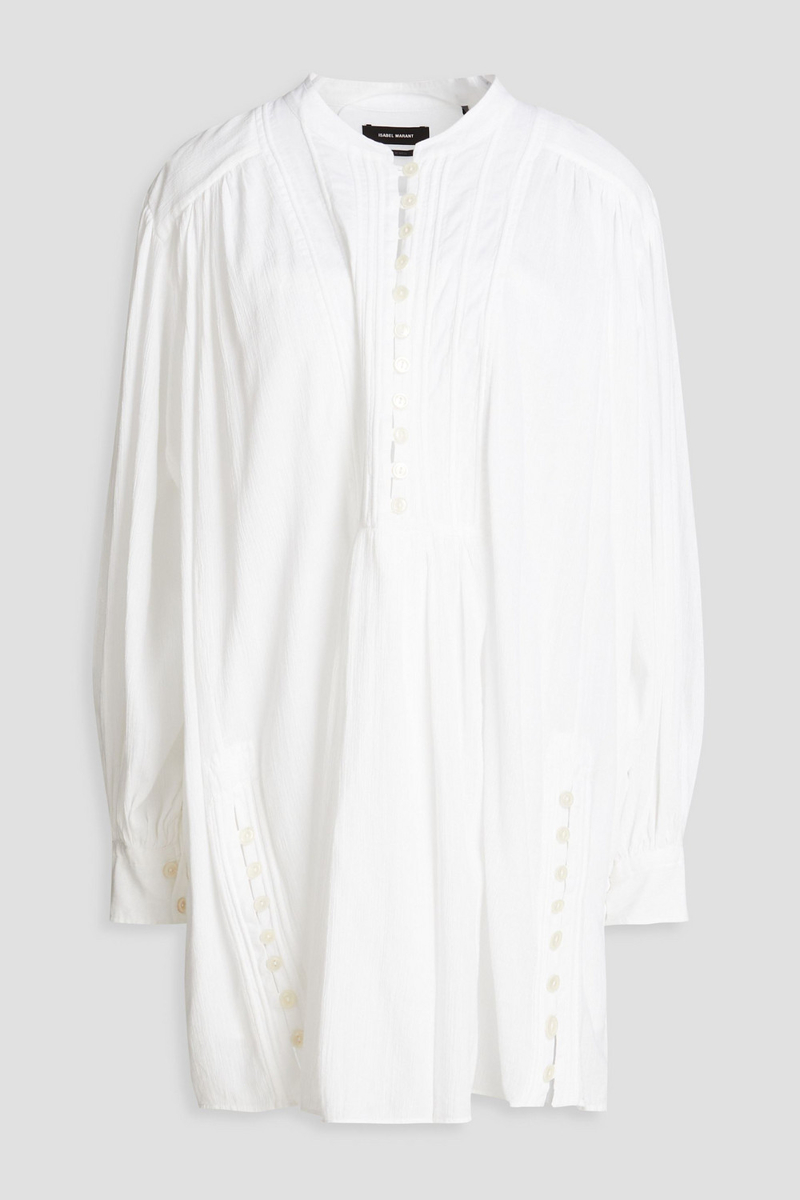Isabel Marant - Yacolt pintucked cotton-voile mini dress - White - FR 40