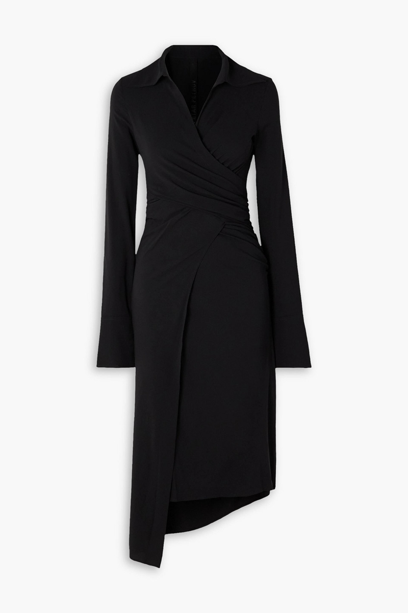 Petar Petrov - Afram asymmetric gathered stretch-silk dress - Black - FR 42