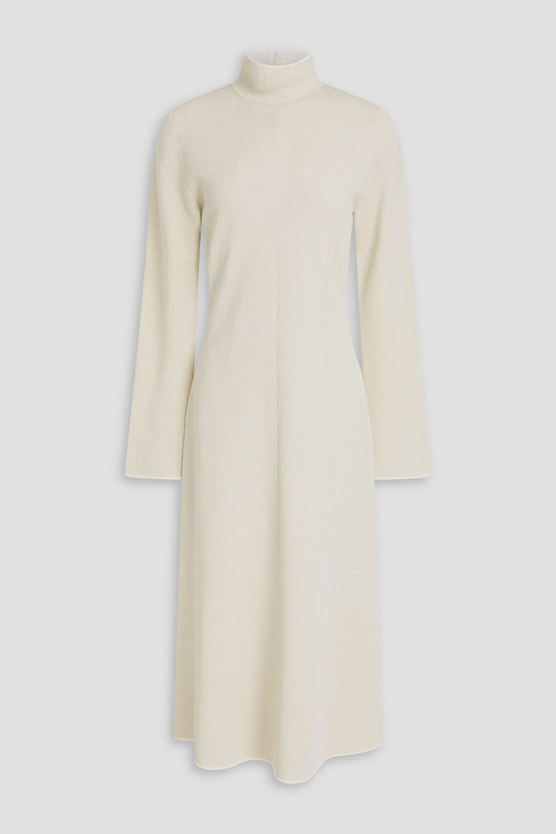 joseph - metallic merino wool-blend turtleneck midi dress - white - xl