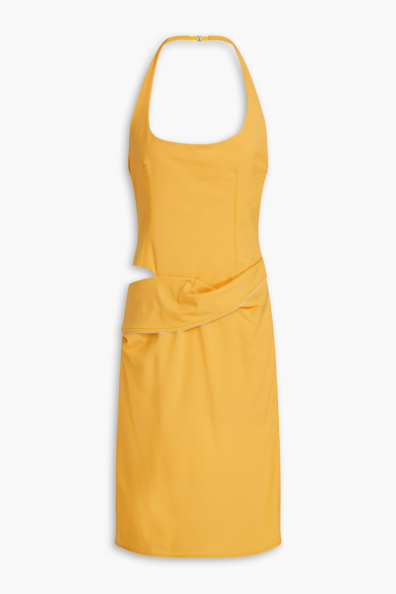 JACQUEMUS - Hielo cutout draped wool-blend halterneck dress - Yellow - FR 36