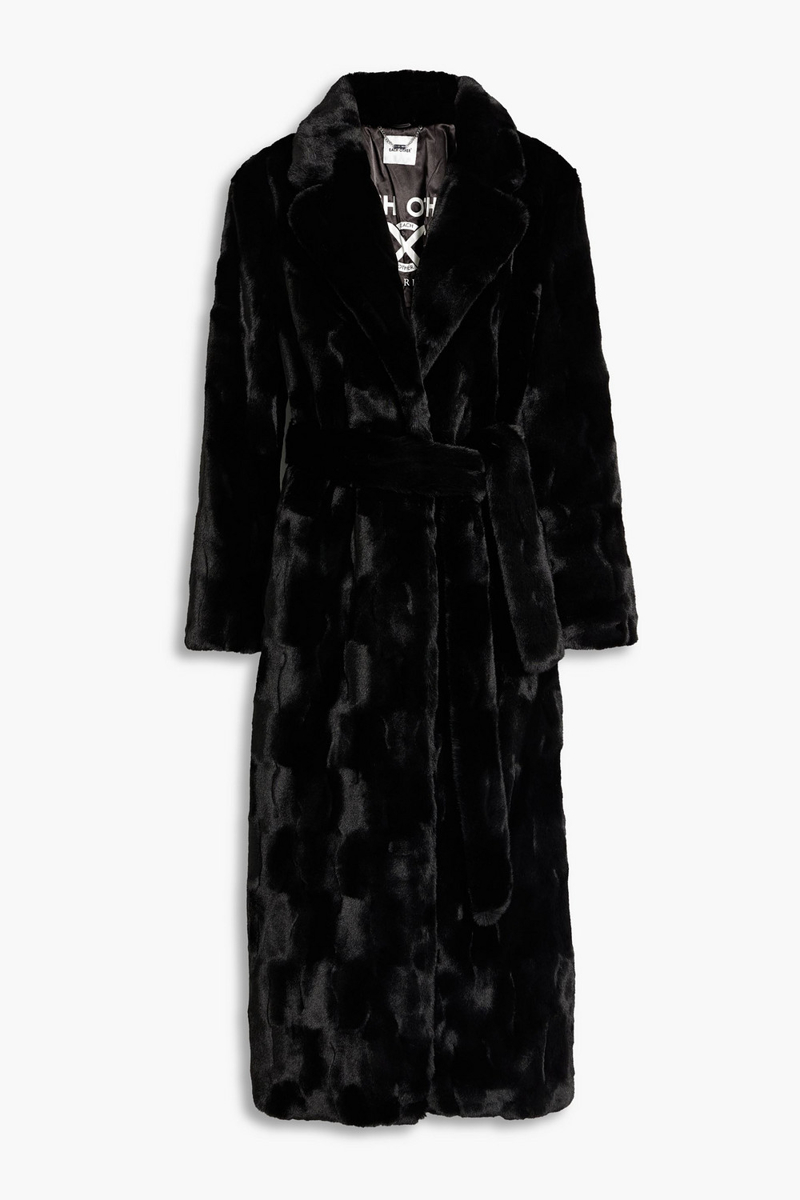 each x other - faux fur coat - black - s